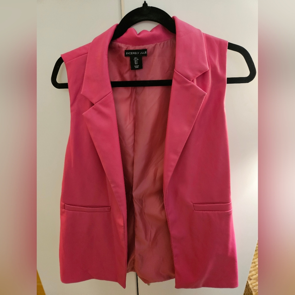 Sincerly Jules Pink Sleeveless Blazer